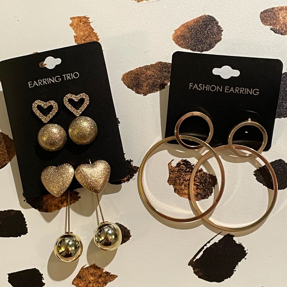 Gold Statement Earring Set - Picture 6 of 7
